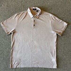 Theory Men’s Knit Polo Shirt Soft Blush XL Modal Blend